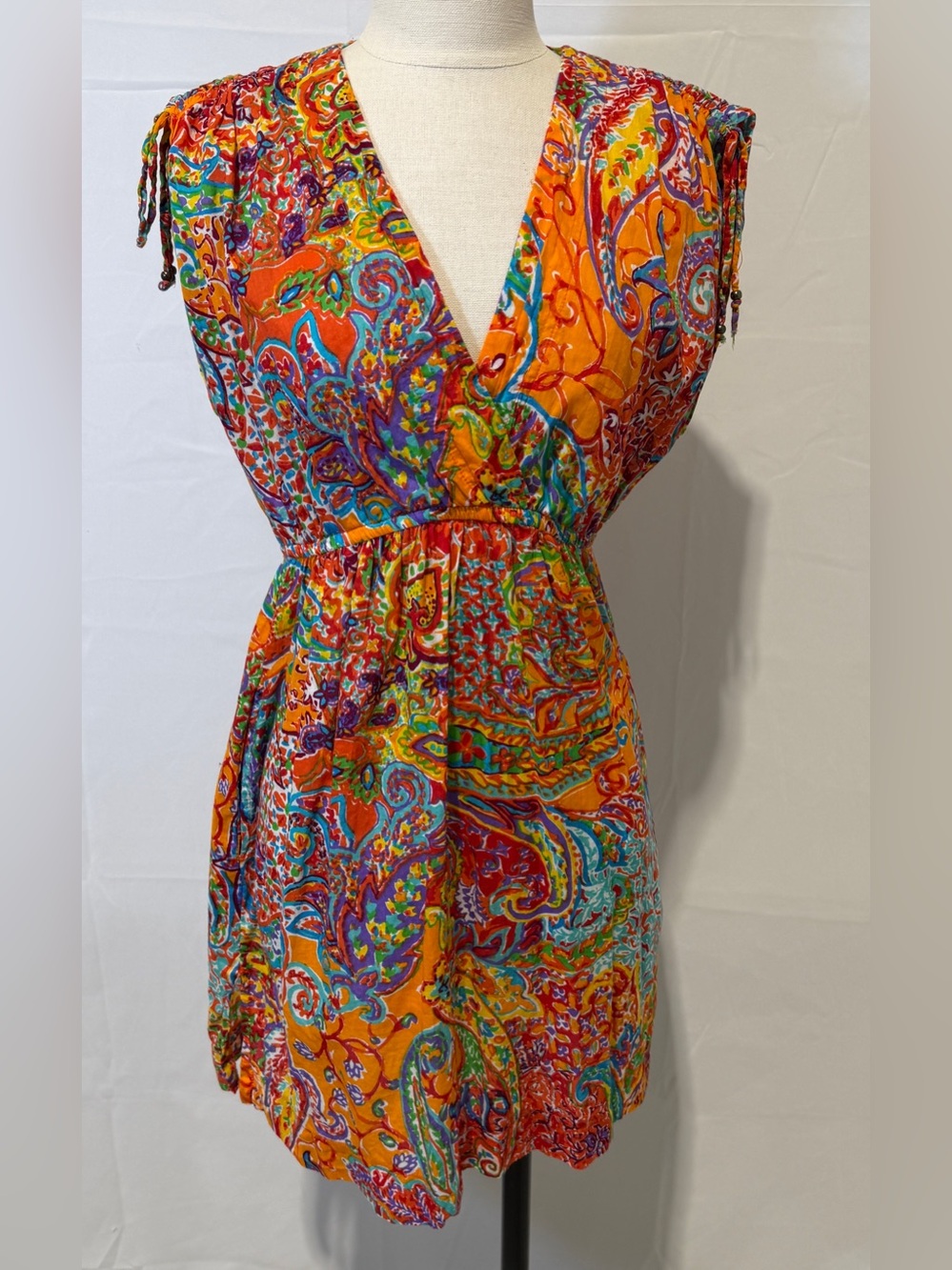 LAUREN Ralph Lauren Orange Vibrant Cover Up Dress, Size Small
